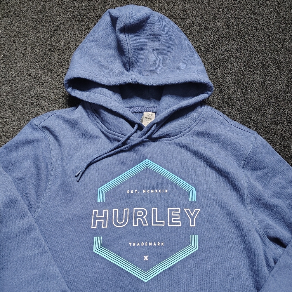 Hurley Navy Blue Pullover Hoodie Men's Size Medium Pocket & Logo Design 5942 New